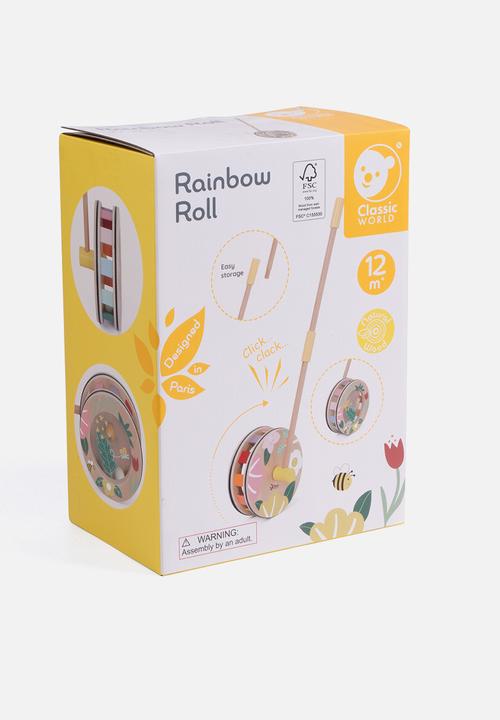 Greenbean Learning - Classic World - Pull & Push Toy - Wooden Rainbow Roll