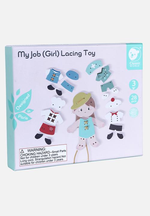 Greenbean Learning - Classic World - 'My Job' Lacing Activity Set: Girl