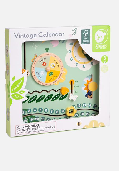 Greenbean Learning - Classic World - Vintage Wooden Calendar