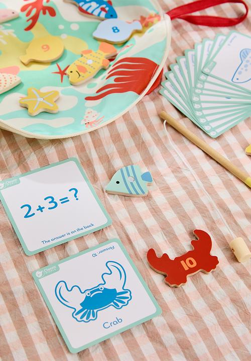 Greenbean Learning - Classic World - Fishing Game - Travel-Size Set with Activity Cards - 34pcs