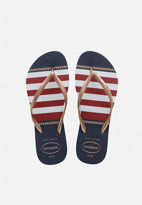 red and blue havaianas