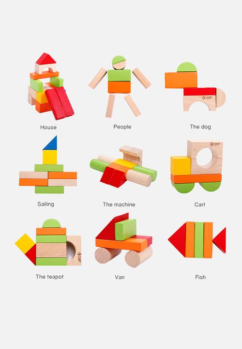 Greenbean Learning - Classic World - Wooden Building Blocks with Sorting Lid - 100pcs