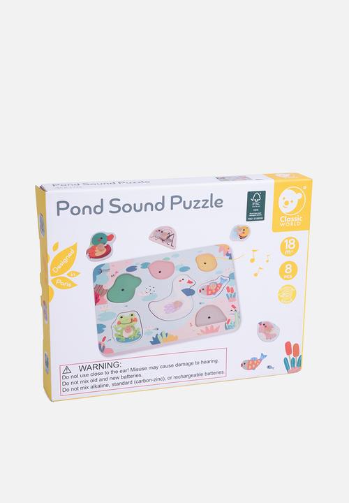 Greenbean Learning - Classic World - Wooden Peg Puzzle - Pond Animals with Sound - 8pcs