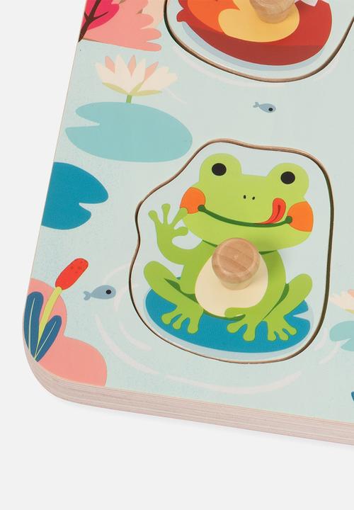 Greenbean Learning - Classic World - Wooden Peg Puzzle - Pond Animals with Sound - 8pcs