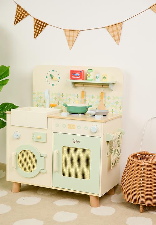 Greenbean Learning - Classic World - Pretend & Play - Wooden Natural Kitchen - 16pcs