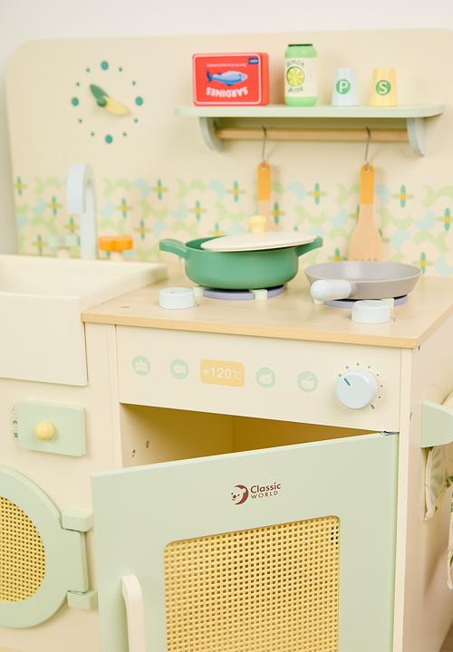 Greenbean Learning - Classic World - Pretend & Play - Wooden Natural Kitchen - 16pcs