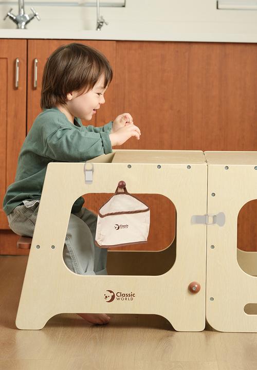 Greenbean Learning - Classic World - 3-in-1 Convertible Helper Tower - Wooden Learning Tower