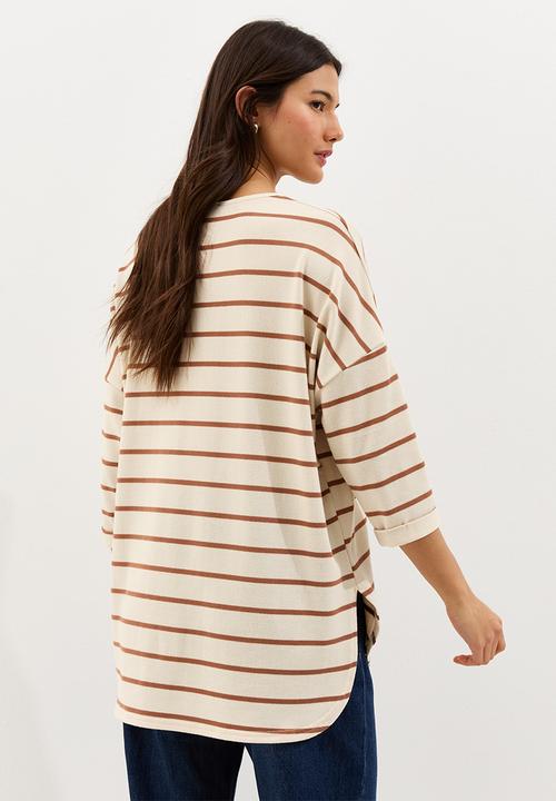 New Look - Cs vde bella stripe knit top - cream
