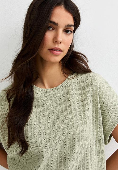 New Look - C&s vde pointelle knit top - green