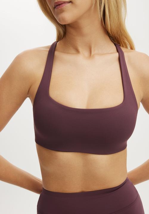 Cotton On - Ultra Move Cross Back Crop - Choc Plum