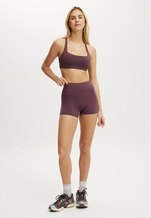 Cotton On - Ultra Move Cross Back Crop - Choc Plum
