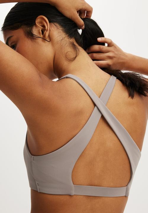Cotton On - Ultra Move Cross Back Crop - Desert Grey