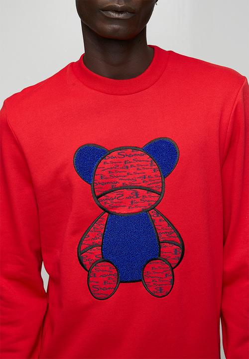 Ben Sherman - Chenille Bear Applique Crew Sweater - Red