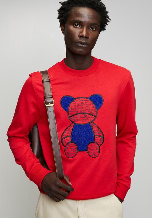 Ben Sherman - Chenille Bear Applique Crew Sweater - Red