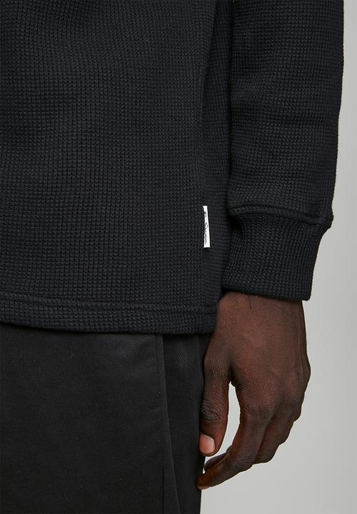 Ben Sherman - Henley Long Sleeve Waffle Knit - Black