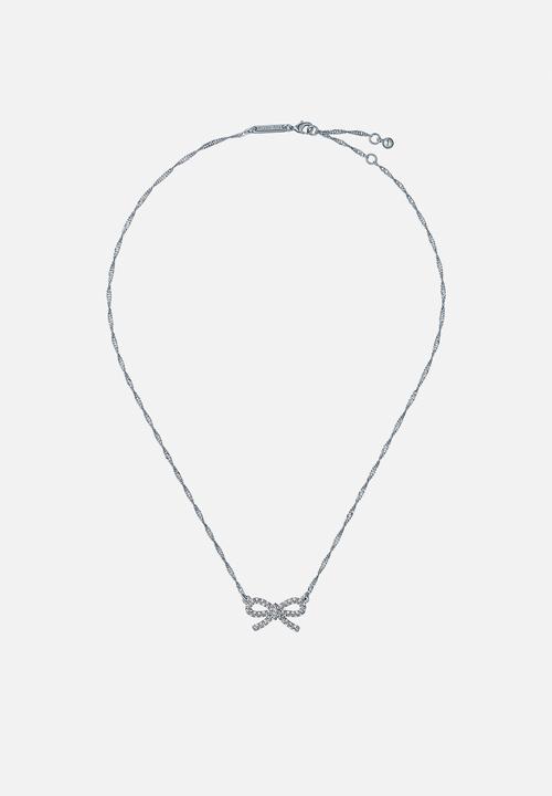 Ted Baker - Ribah crystal ribbon bow pendant necklace - silver