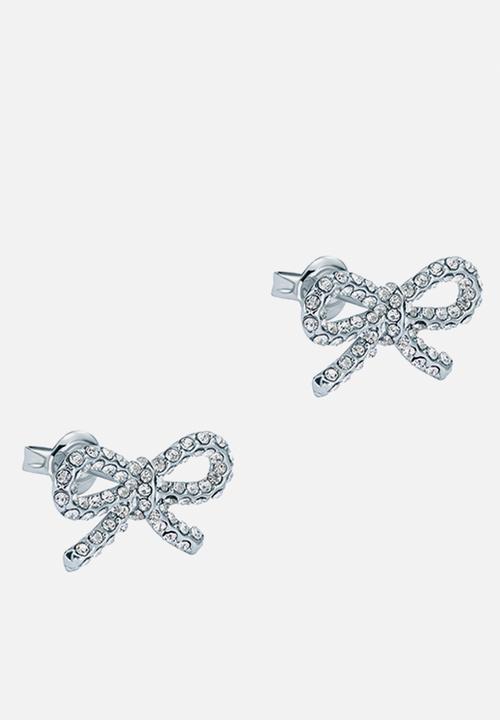 Ted Baker - Ribecca crystal ribbon bow stud earrings - silver