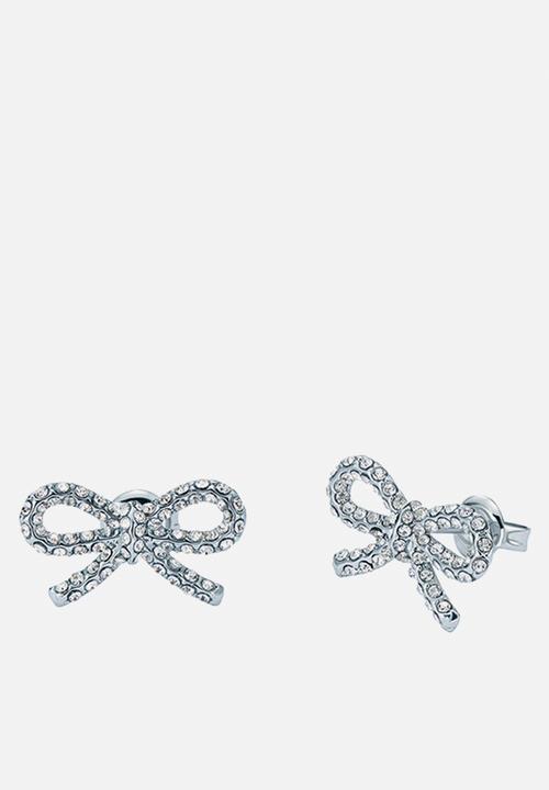 Ted Baker - Ribecca crystal ribbon bow stud earrings - silver