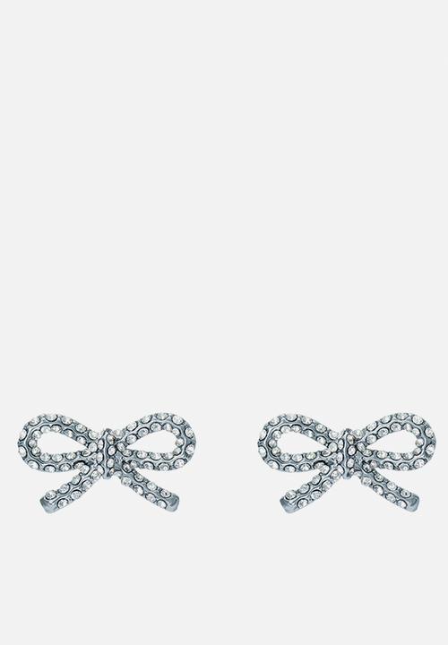 Ted Baker - Ribecca crystal ribbon bow stud earrings - silver