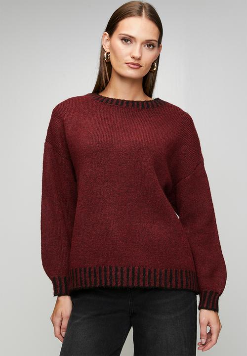 Stella Morgan - Long sleeve Easy Wearing Melange Sweater - Red Dahlia