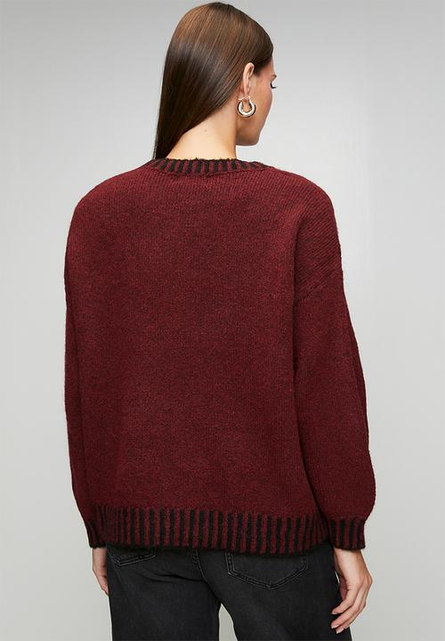 Stella Morgan - Long sleeve Easy Wearing Melange Sweater - Red Dahlia