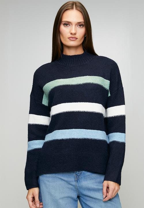 Stella Morgan - Long sleeve Easy Wearing Stripe Sweater - Navy