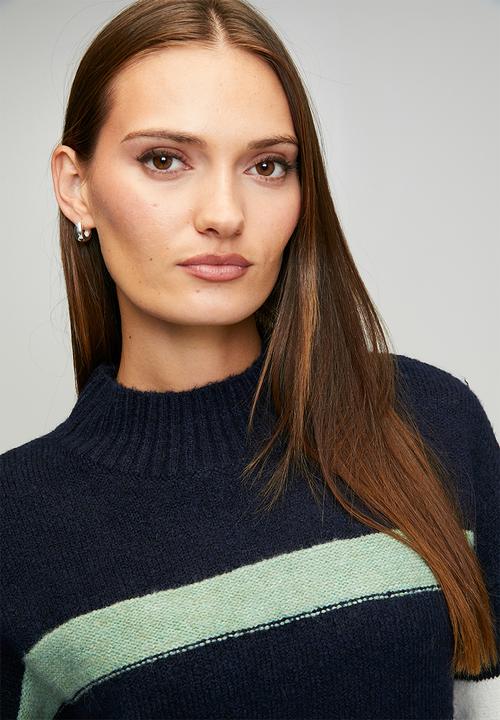 Stella Morgan - Long sleeve Easy Wearing Stripe Sweater - Navy