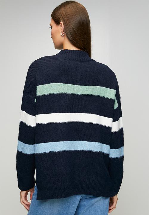 Stella Morgan - Long sleeve Easy Wearing Stripe Sweater - Navy