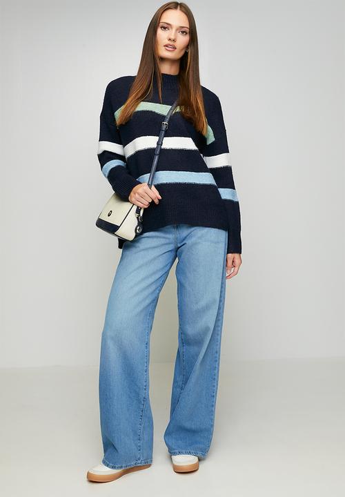 Stella Morgan - Long sleeve Easy Wearing Stripe Sweater - Navy