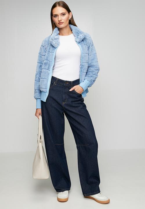 Stella Morgan - L/S Faux Fur Zip Through Jacket - Denim Blue
