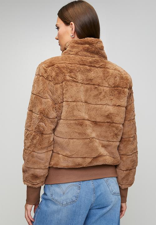 Stella Morgan - Long sleeve Faux Fur Zip Through Jacket - Brown