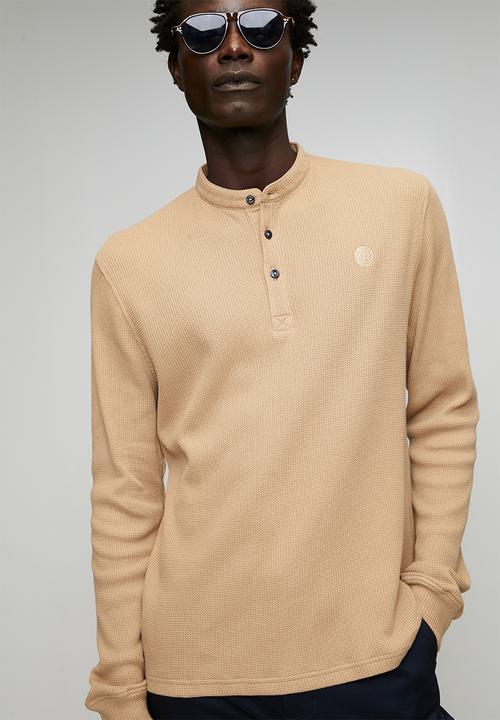 Ben Sherman - Henley L/S Waffle Knit - Cornstalk