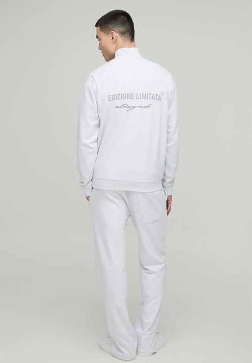 boohooMAN - Regular Fit Edizione Heavyweight Zip Funnel Neck Sweatshirt-Grey Marl