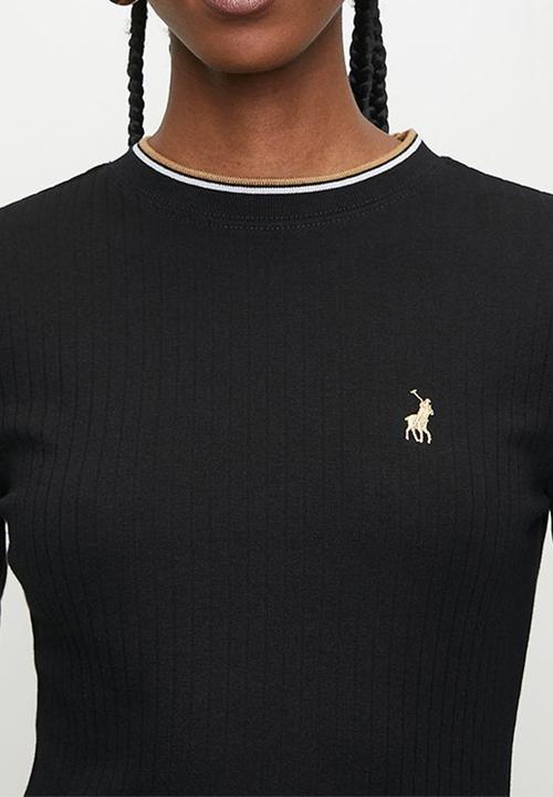 POLO - Wmn zoe long sleeve rib fitted dress - black