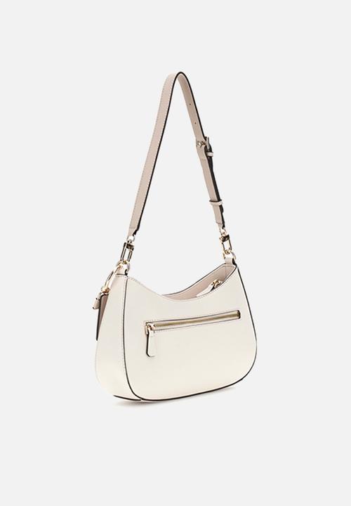 GUESS - Noelle Top Zip Shoulder Bag - Off White/Taupe
