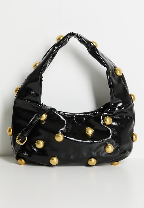 Tessa Design - Aisha Gold Studded Shoulder Bag - Black