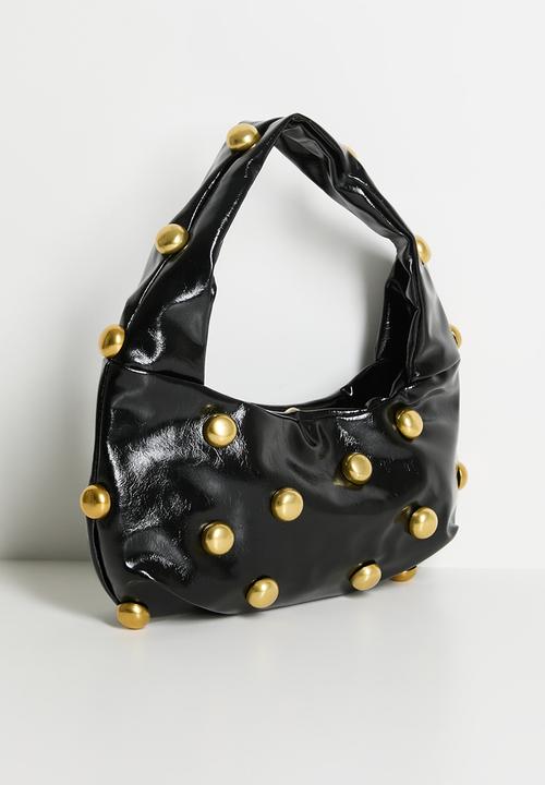 Tessa Design - Aisha Gold Studded Shoulder Bag - Black
