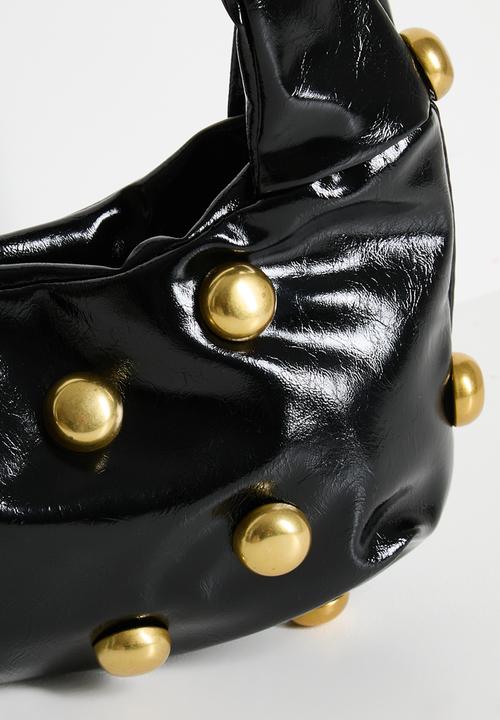 Tessa Design - Aisha Gold Studded Shoulder Bag - Black