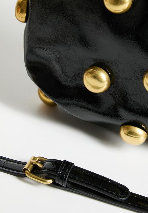 Tessa Design - Aisha Gold Studded Shoulder Bag - Black