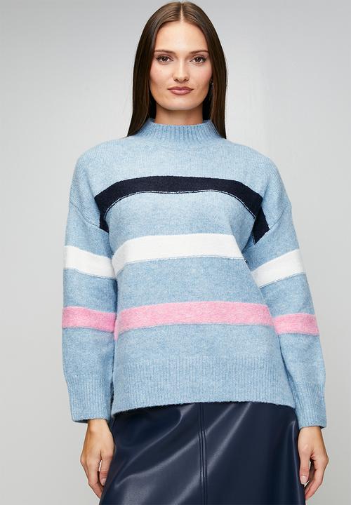 Stella Morgan - Long Sleeve Easy Wearing Stripe Sweater - Skylight