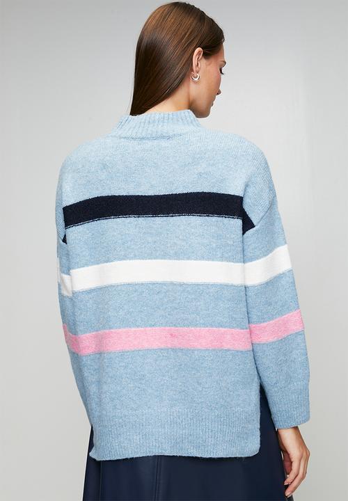 Stella Morgan - Long Sleeve Easy Wearing Stripe Sweater - Skylight