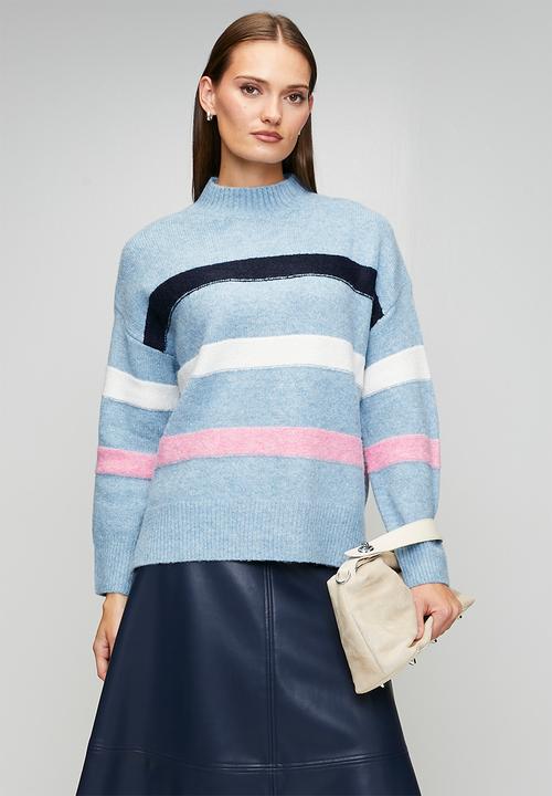 Stella Morgan - Long Sleeve Easy Wearing Stripe Sweater - Skylight