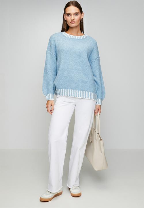 Izabel London - L/S Easy Wearing Melange Sweater - Skylight