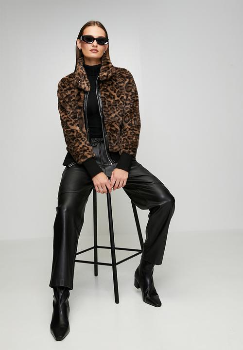 Stella Morgan - Long Sleeve Faux Fur Zip Through Jacket - Animal Print