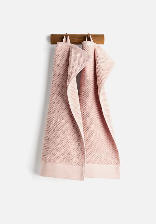 2-pack cotton terry guest towels - powder pink