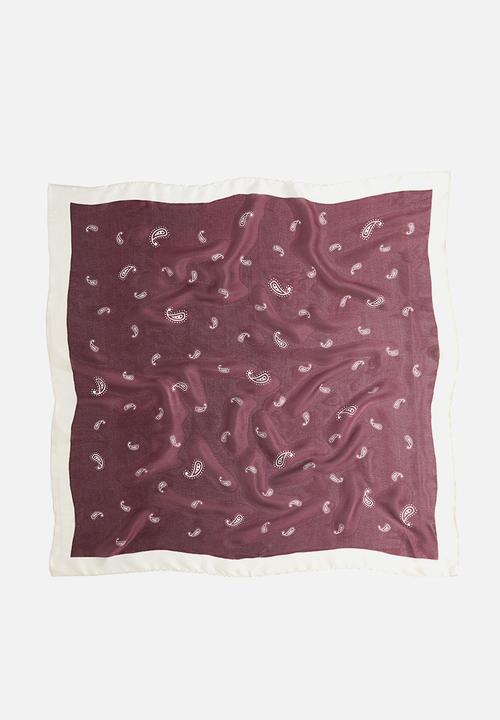 H&M - Patterned scarf - burgundy/paisley pattern