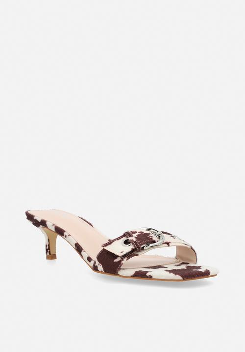 Raid London - Celina open toe stiletto heel mule - cow print