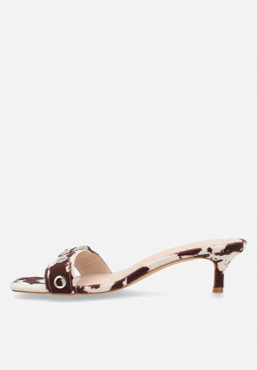 Raid London - Celina open toe stiletto heel mule - cow print