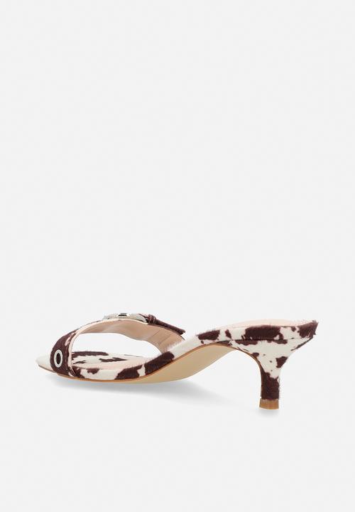 Raid London - Celina open toe stiletto heel mule - cow print
