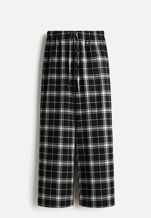 H&M - Flannel pyjama bottoms - black/checked